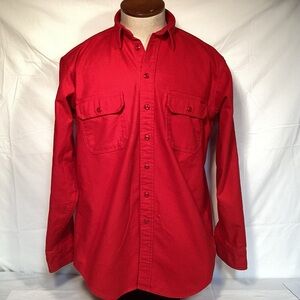 Woolrich Vintage Red Flannel Men’s Shirt Size Large Long Made in USA